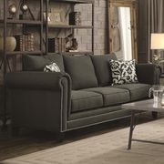 Nailhead trim charcoal linen fabric sofa by Coaster additional picture 2