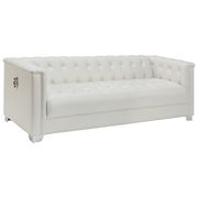 Contemporary pearl white leatherette sofa additional photo 2 of 7