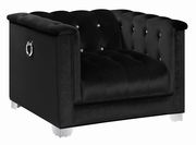 Contemporary glam style black velvet chair by Coaster additional picture 5