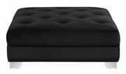 Contemporary glam style black velvet ottoman by Coaster additional picture 2
