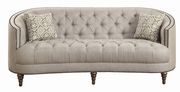 Traditional beige fabric tufted curved back sofa additional photo 5 of 6