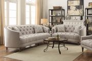 Traditional beige gray fabric tufted curved back sofa by Coaster additional picture 7