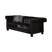 Black velvet fabric glam style tufted couch additional photo 4 of 4
