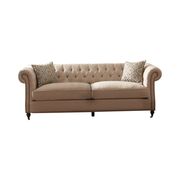 Classic style oatmeal linen fabric tufted sofa by Coaster additional picture 6