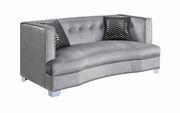 Silver velvet fabric glam style sofa by Coaster additional picture 6
