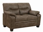 Casual printed microfiber brown loveseat by Coaster additional picture 3