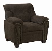 Brown chenille fabric casual style chair additional photo 4 of 3