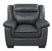 Black leatherette casual style sofa additional photo 4 of 6