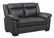 Black leatherette casual style loveseat additional photo 5 of 4
