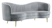 Gray velvet upholstery iconic kidney silhouette sofa by Coaster additional picture 2