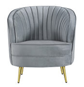 Gray velvet upholstery iconic kidney silhouette chair by Coaster additional picture 2