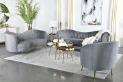 Gray velvet upholstery iconic kidney silhouette chair by Coaster additional picture 7