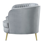 Gray velvet upholstery iconic kidney silhouette loveseat by Coaster additional picture 3