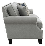 Gray woven fabric upholstery and antique brass finish nailhead sofa by Coaster additional picture 10