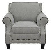 Gray woven fabric upholstery and antique brass finish nailhead chair by Coaster additional picture 2