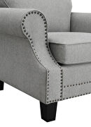 Gray woven fabric upholstery and antique brass finish nailhead chair by Coaster additional picture 5