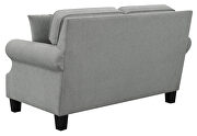Gray woven fabric upholstery and antique brass finish nailhead loveseat by Coaster additional picture 4