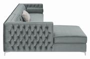 Glam style tufted gray fabric sectional additional photo 4 of 10