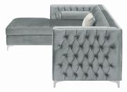 Glam style tufted gray fabric sectional additional photo 5 of 10