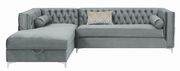 Glam style tufted gray fabric sectional by Coaster additional picture 8