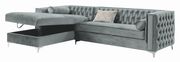 Glam style tufted gray fabric sectional by Coaster additional picture 9