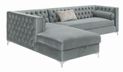 Glam style tufted gray fabric sectional by Coaster additional picture 10
