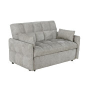 Sleeper sofa bed upholstered in durable beige chenille additional photo 4 of 6
