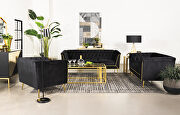 Tuxedo arm tufted back sofa in black velvet by Coaster additional picture 3