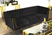 Tuxedo arm tufted back sofa in black velvet by Coaster additional picture 4