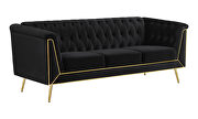 Tuxedo arm tufted back sofa in black velvet by Coaster additional picture 5