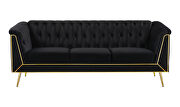 Tuxedo arm tufted back sofa in black velvet by Coaster additional picture 6