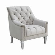 Traditional gray fabric tufted curved back chair by Coaster additional picture 5