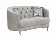 Traditional gray fabric tufted curved back loveseat by Coaster additional picture 4