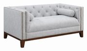 Light gray linen-like fabric tufted loveseat by Coaster additional picture 5