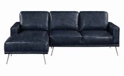 Dark navy blue low profile leather sectional by Coaster additional picture 3