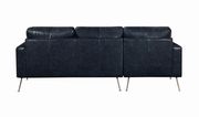 Dark navy blue low profile leather sectional by Coaster additional picture 4