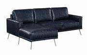 Dark navy blue low profile leather sectional by Coaster additional picture 5