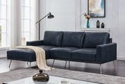 Dark navy blue low profile leather sectional by Coaster additional picture 6