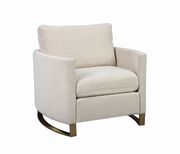 Beige velvet glam chair w/ rose gold legs additional photo 2 of 1