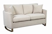 Beige velvet glam loveseat w/ rose gold legs by Coaster additional picture 2