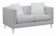 Light gray shimmery woven fabric loveseat additional photo 5 of 4