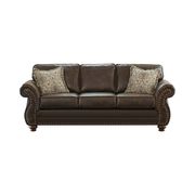 Dark brown microfiber nailhead trim classic sofa by Coaster additional picture 3