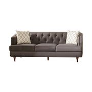 Linen-like gray / beige fabric sofa in barrel style additional photo 3 of 3