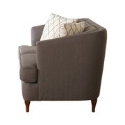 Linen-like gray / beige fabric sofa in barrel style additional photo 4 of 3