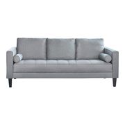 Mid-century design gray linen-like fabric tufted sofa additional photo 4 of 6