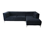 Sectional sofa velvet upholstery in indigo additional photo 2 of 5