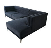 Sectional sofa velvet upholstery in indigo additional photo 5 of 5