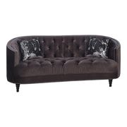 Traditional brown velvet tufted curved back sofa by Coaster additional picture 4