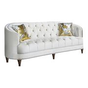 Traditional off white velvet tufted curved back sofa additional photo 3 of 4