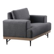 Charcoal gray faux linen fabric contemporary sofa additional photo 2 of 3